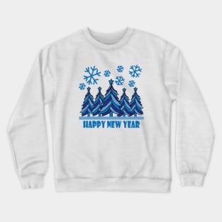 Happy New Year 2024 Tree Snowflakes Crewneck Sweatshirt